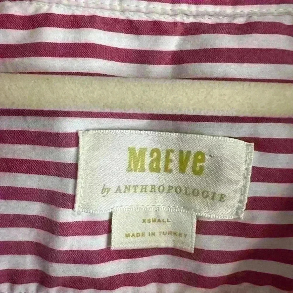 Maeve by Anthropologie Striped Cap Sleeve Button- Down in red & white, Size XS - Picture 6 of 6